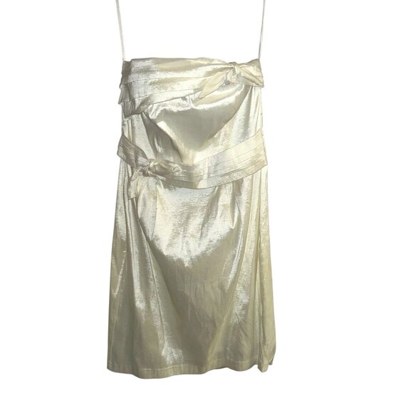 Torrid Vintage Ivory Satin Wedding Cocktail Strapless Pleated Dress Size 16 - Picture 1 of 11